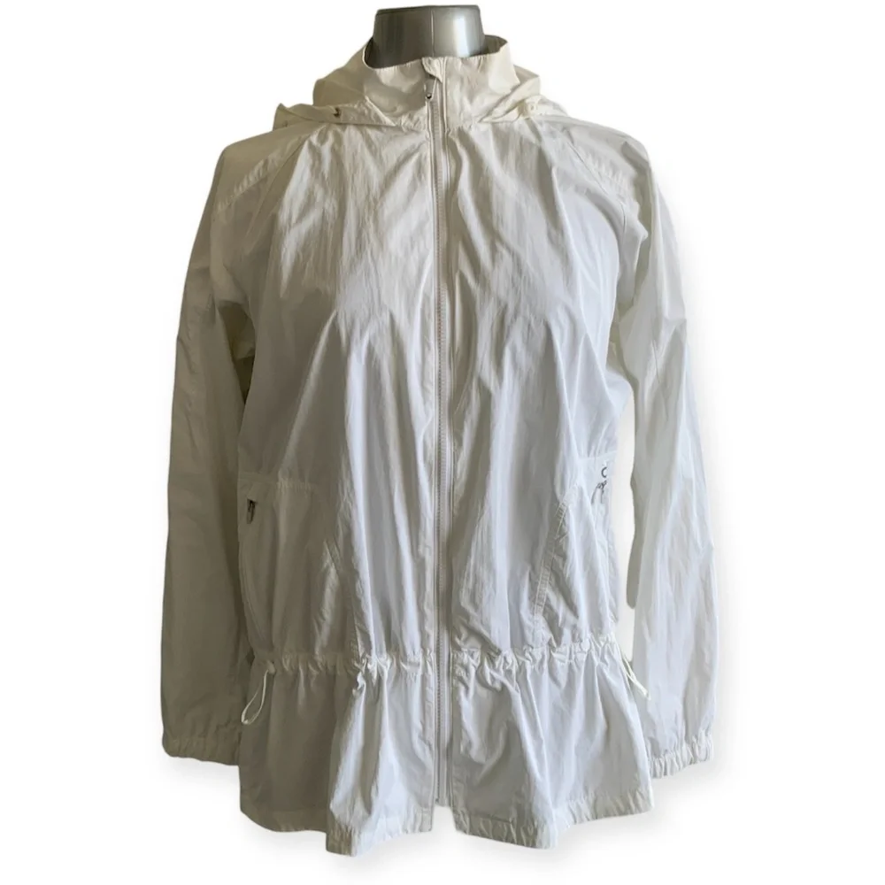 GapFit White Lightweight Outdoor Wind Rain Hooded Jacket size L - Picture 2 of 11